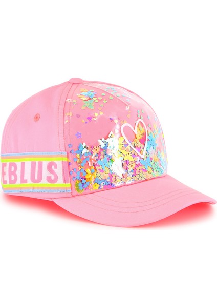 Pembe Logo Bantlı Kız Çocuk Şapka