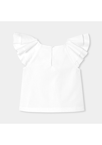 Beyaz Fırfır Kollu Kız Çocuk Poplin Bluz fiyatları