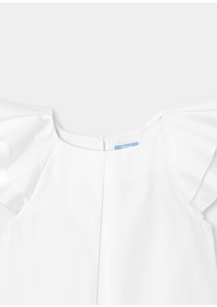 Beyaz Fırfır Kollu Kız Çocuk Poplin Bluz modelleri