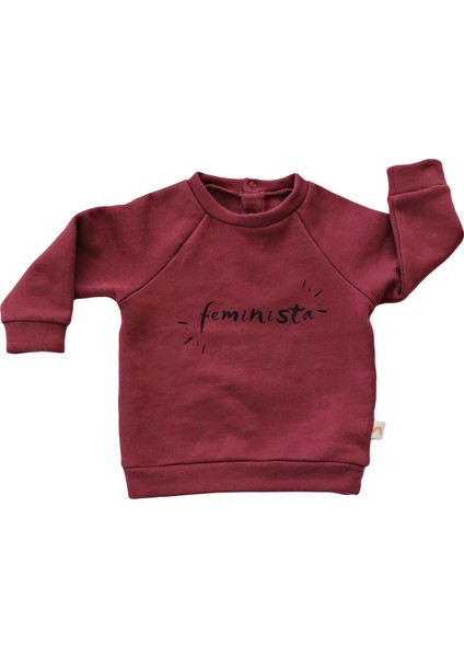 Burgundy Feminista Bordo Unisex Çocuk Sweatshirt