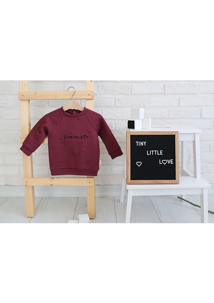 Burgundy Feminista Bordo Unisex Çocuk Sweatshirt modelleri