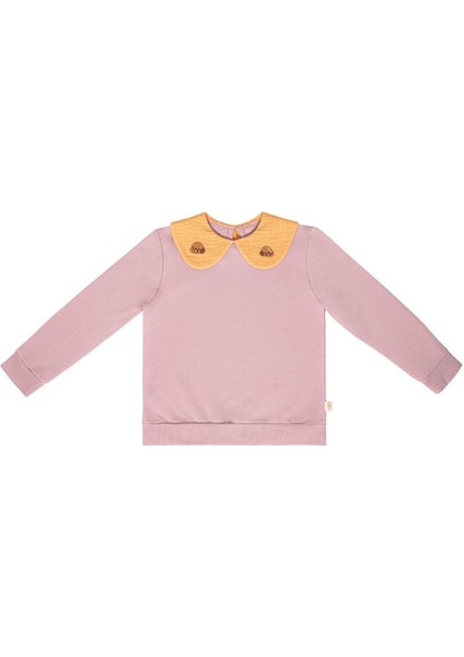 Müslin Lila Yaka Detaylı Kız Çocuk Sweatshirt