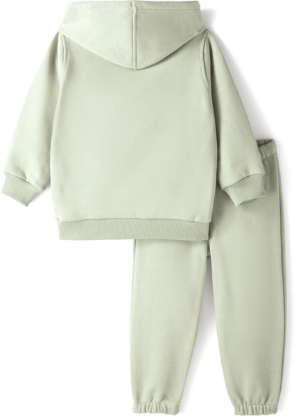 Yeşil Kapüşonlu Unisex Çocuk Eşofman Takımı