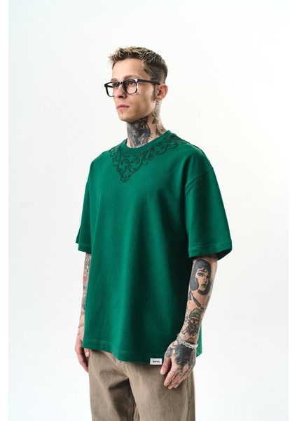 Erkek Goodly Nakışlı Oversize T-Shirt Nefti modelleri