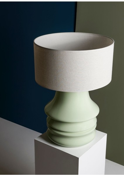 Mona Lamp Yeşil Ahşap Abajur