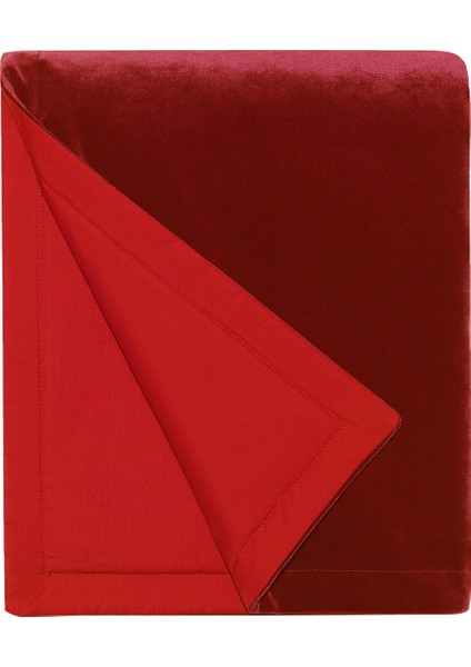 Kırmızı Kadife Throw Battaniye Koltuk Örtüsü 140 x 170 cm