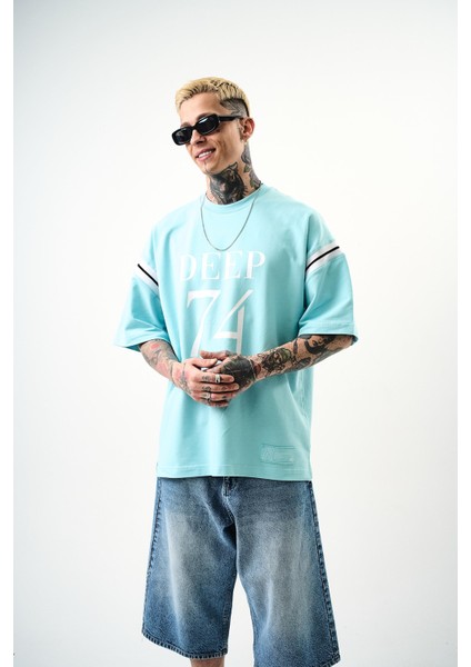 Erkek Deep 74 Baskılı Oversize T-Shirt Bebemavi fırsatları