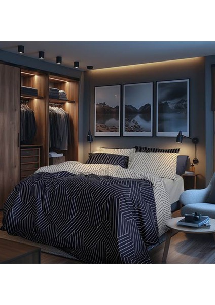Oslo Pamuklu Lacivert Çift Kişilik Nevresim Takımı 200X220 cm fırsatları