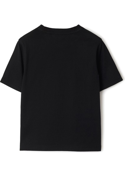 Cedar Logo Siyah Pamuklu Kısa Kollu Unisex Çocuk T-Shirt fiyatları