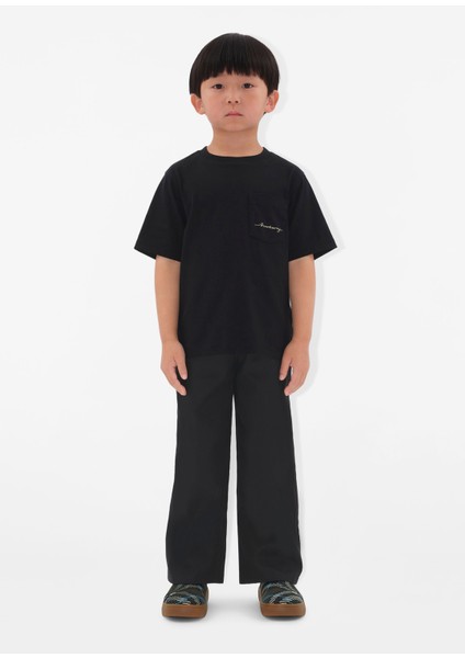 Cedar Logo Siyah Pamuklu Kısa Kollu Unisex Çocuk T-Shirt fırsatları