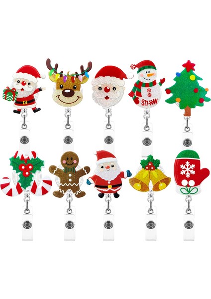 Noel Rozeti Makarası Geri Çekilebilir Hemşire Klipsleri Tatil Sevimli Isim Kimlik Makarası, Öğretmen (Yurt Dışından)