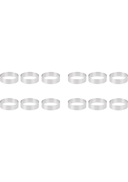 12 Adet 6 cm Tart Halkası Paslanmaz Çelik Tartlet Kalıbı Daire Kesici Turta Isı-Delikli Kek Mus Kalıpları (Yurt Dışından)