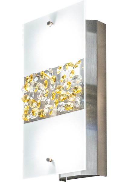 Sarı Çelik Kristalli Splendid Aplik 13 x 9,5 cm