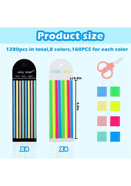 1280 Adet Vurgulayıcı Bant, Şeffaf Yapışkan Uzun Sayfa Işaretleyicileri Sekmeleri, Morandi Neon Şeffaf Şeritler Bayraklar Etiketler (Yurt Dışından) indirimleri