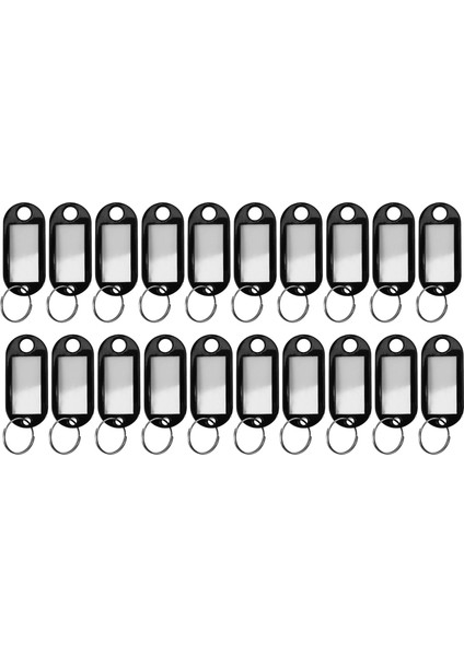 20 Adet Çeşitli Anahtar Kimlik Etiketi Etiketleri Bölünmüş Halka Anahtarlık Anahtarlık (Siyah) (Yurt Dışından)