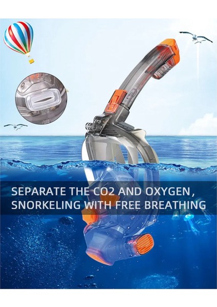 Şnorkel Maskesi Erkek Kadın Tüplü Dalış Sualtı Tam Yüz Dalış Maskesi Şnorkel Maskeleri 180 Görünüm Buğu Önleyici Sızıntı Önleyici (L/xl) (Yurt Dışından)
