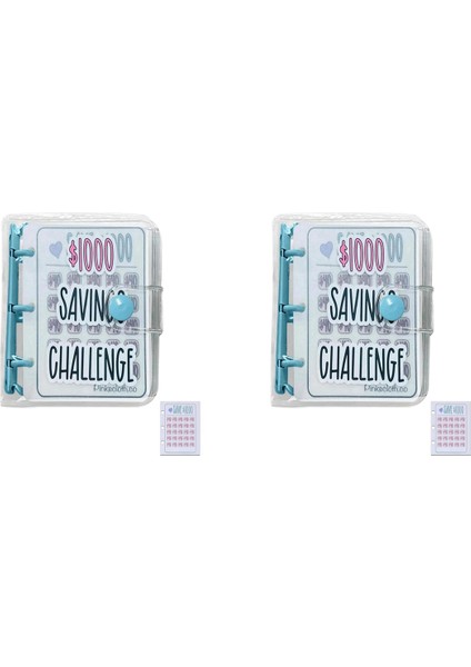2x 1000 Tasarruf Mücadelesi Klasörü, Zarflı Aylık Para Mücadeleleri Kitabı, Mini Bütçe Klasörü (Mavi) (Yurt Dışından)