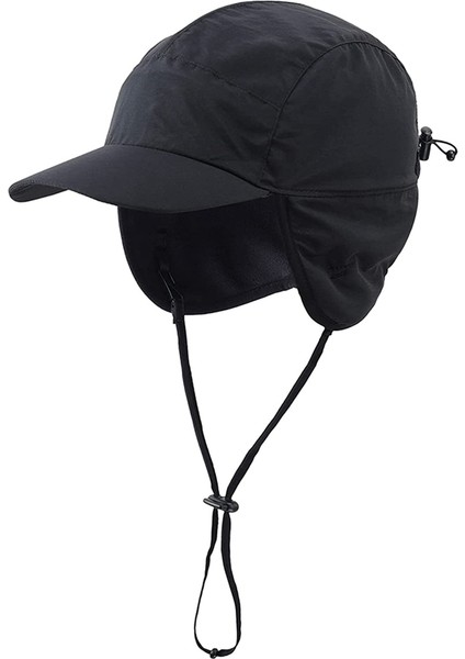 Su Geçirmez Kış Şapkaları Sıcak Polyester Astarlı Kulak Kapakları Beyzbol Şapkası, Siyah (Yurt Dışından)