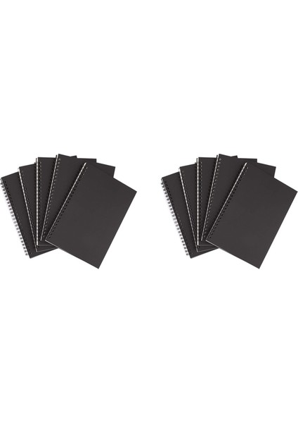 10 Adet A5 Siyah Spiral Defter Boş Eskiz Defteri Çizgisiz Günlük Paketi Kalın Kağıt 50 Sayfa 100 Çizgisiz Sayfa (Yurt Dışından)