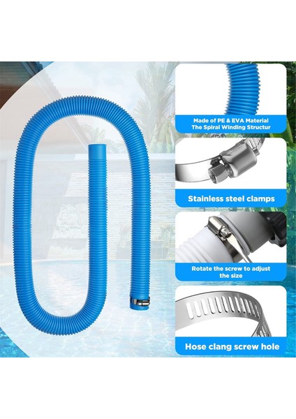 Yer Üstü Havuzlar Için 2 Paket Havuz Hortumu, 1,5 Inç Çap 59 Inç Uzunluğunda Filtre Pompası Hortumu Pompa Modeli 607, 637 ile Uyumlu (Yurt Dışından) fırsatları