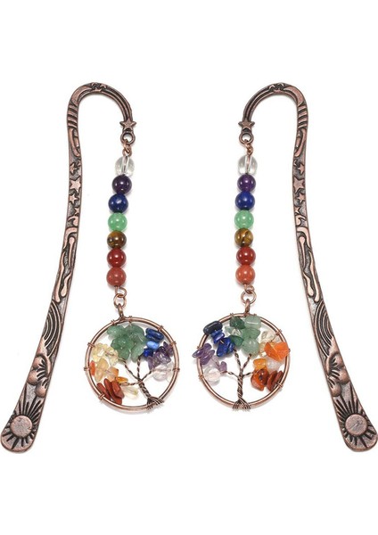 2x Çakra Kristal Ayracı Vintage Metal Ağaç Ayraçları Kadın Öğrenci Öğretmen Mezuniyet Noel Hediyesi (Yurt Dışından) fiyatları