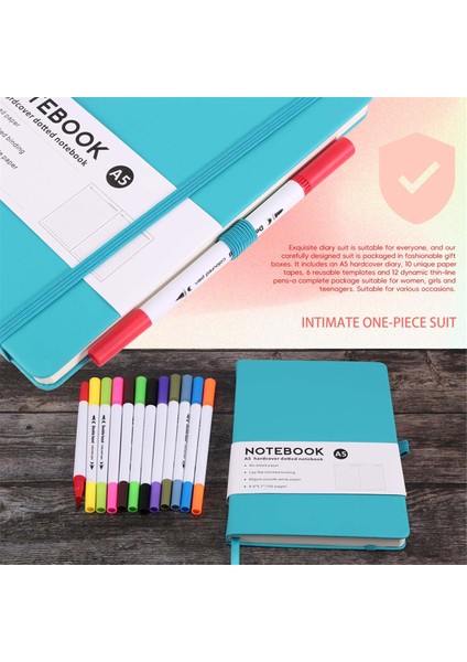 Noktalı Günlük Seti, A5 Sert Kapaklı Defter Numaralı Sayfalar, Başlangıç Seviyesi Için Noktalı Günlük Seti Mavi (Yurt Dışından)