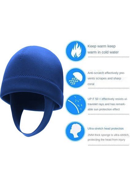 Mavi 2mm Wetsuit Hood Tüplü Dalış Yüzmek Kap Çene Termal Kayış Sörf Kap Yüzme Kayak Su Sporları Için S (Yurt Dışından)