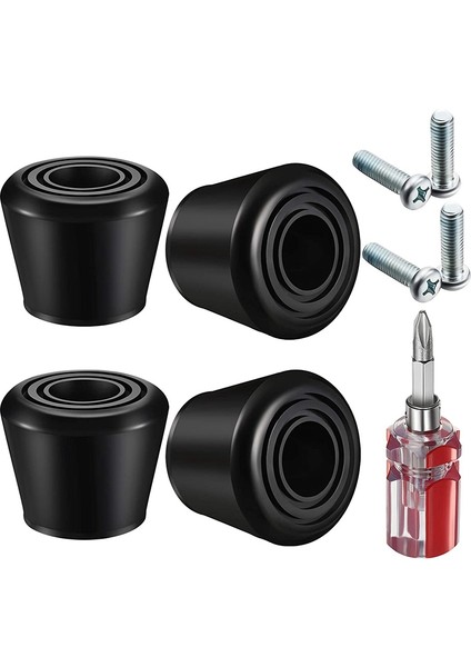 4 Adet Paten Ayak Durdurucu Lastik Paten Frenleri Vidalar ve Çift Amaçlı Tornavida Ile, Siyah (Yurt Dışından)