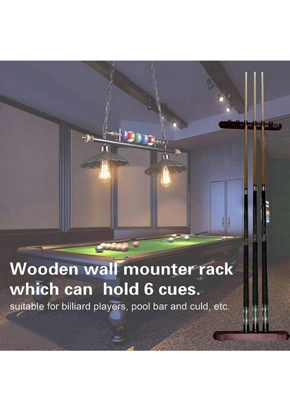 1 Set Duvara Monte Sert Ahşap Bilardo Işaret Rafı Havuz Işaret Rafı 6 Klipsli Bilardo Tutucu Braket Aksesuarları, Siyah (Yurt Dışından)