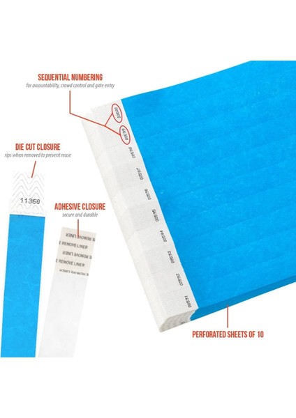 500 Adet Kağıt Bileklikler Neon Etkinlik Bileklikleri Renkli Bileklikler Su Geçirmez Kağıt Kulüp Kol Bantları (Mavi) (Yurt Dışından) modelleri