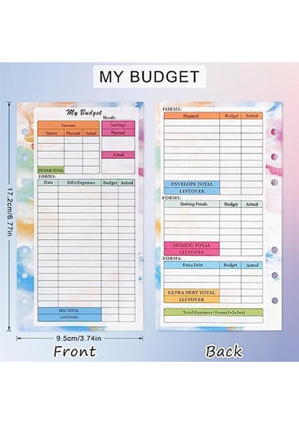 Set A6 Bütçe Planlayıcısı Yeniden Doldurma 82 Sayfa Aylık Haftalık Not Defteri 6 Delikli Klasör Kapağı Için Kaydet (Yurt Dışından)