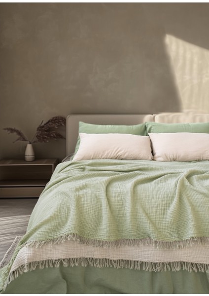 Cocoon Yeşil %100 Pamuk King Size Yatak Örtüsü 240 x 260 cm