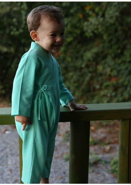 Mint Yeşili Uzun Unisex Bebek Kimono Tulum fiyatları