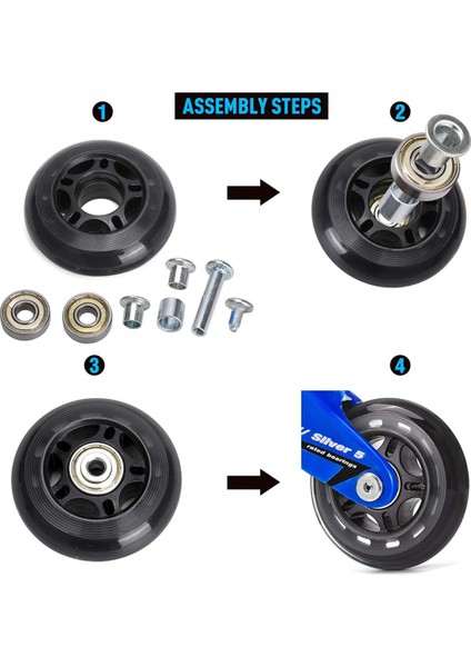 Sıralı Paten Aks Ara Parçası Vidası, Paten Tekerleği Rulman Ara Parçası, Aks ve Akslar Vidaları ve Anahtarı ile Paten Yedek Parçaları, A (Yurt Dışından) indirimleri