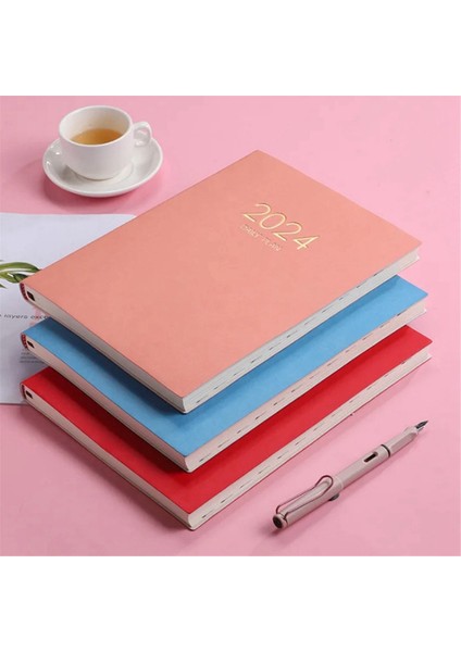2024 Pembe Plan Defteri Takvim Kalınlaştırılmış Günlük Haftalık Ofis Okul Malzemeleri (Yurt Dışından) indirimleri