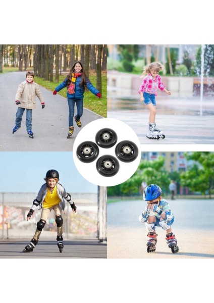 4'lü Paket Sıralı Paten Tekerlekleri Iç/dış Mekan Yedek Tekerlek, Rulmanlar 70MM, Siyah (Yurt Dışından) indirimleri