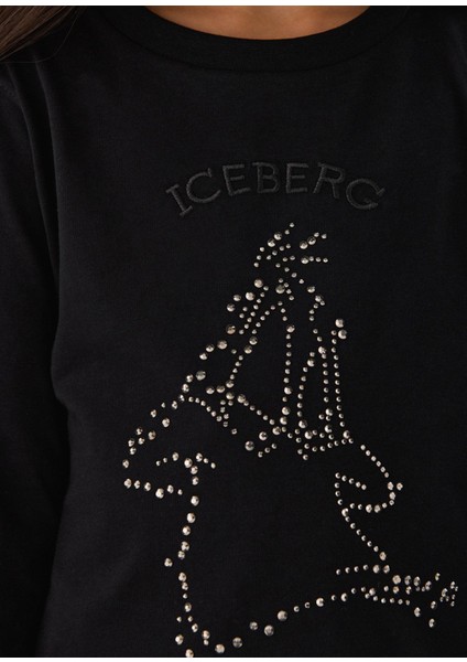 Siyah Bisiklet Yaka Uzun Kollu Kız Çocuk T-Shirt