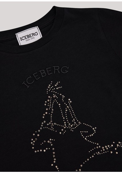 Siyah Bisiklet Yaka Uzun Kollu Kız Çocuk T-Shirt
