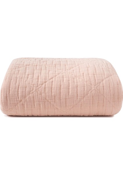 Atik Transcented Pembe Pamuklu Dolgulu King Size Yatak Örtüsü 240 x 240 cm