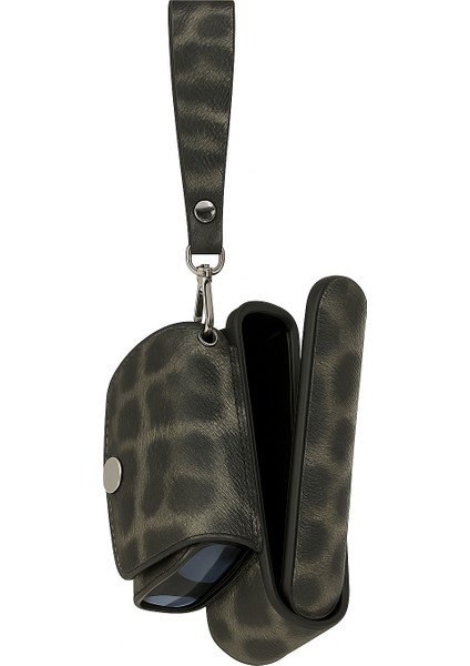 Iqos Iluma / I Iluma Ile Uyumlu Koyu Siyah Leopar Desenlı Çanta Seti