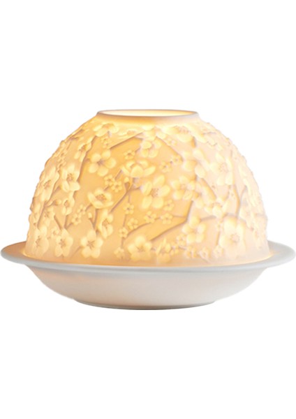 Lithophane LED Kiraz Çiçekleri Beyaz Masa Lambası