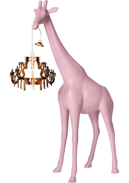 Giraffe In Love Pembe Masa Lambası
