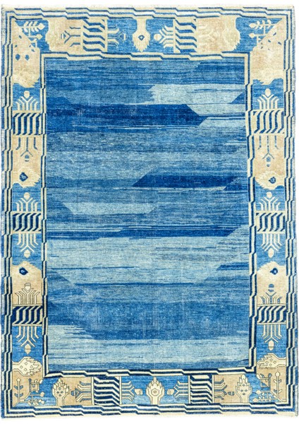 Ravil Modern Abrajlı El Dokuma Mavi Halı 178X230 cm