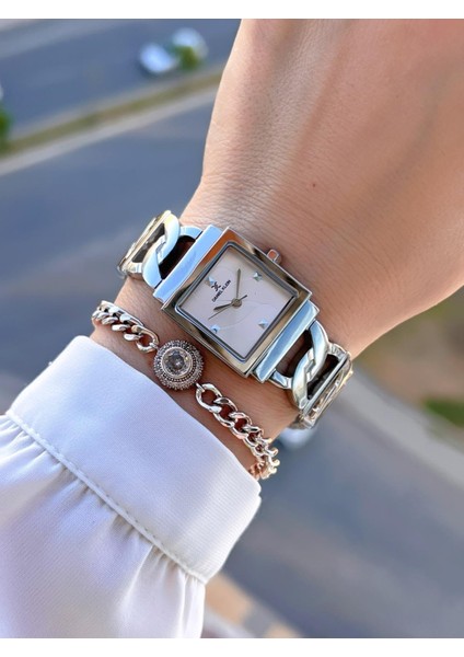 Çelik Kordon 30 mt Suya Dayanıklı 2 Yıl Garantili Kadın Kol Saati+Bileklik BYN.13959.1 modelleri