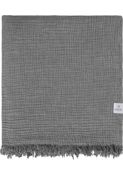 Cocoon Gri Throw 4 Kat Müslin Koltuk Şalı 130 x 170 cm