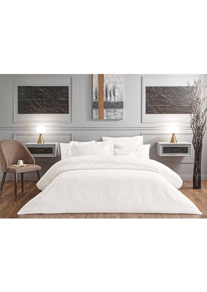 Davis Beyaz Pamuklu Jakar King Size Nevresim Takımı 240 x 220 cm