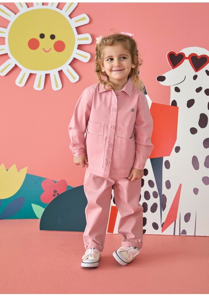 Pembe Pamuklu Denim Cepli Beli Lastikli Kız Çocuk Pantolon fiyatları
