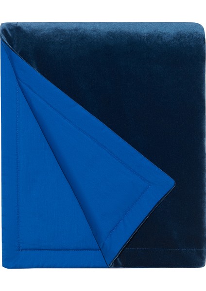 Saks Mavisi Kadife Throw Koltuk Örtüsü 140 x 170 cm