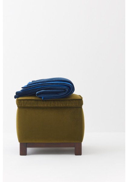 Saks Mavisi Kadife Throw Koltuk Örtüsü 140 x 170 cm