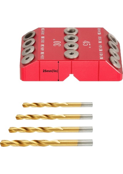 Açılı ve Düz Delik Için 30/45/90 ° Açılı Matkap Deliği Kılavuzu Jig, Kablo Korkuluk Gecikmesi Vida Delme Şablonu, 4 Matkap Ucu (Yurt Dışından) modelleri